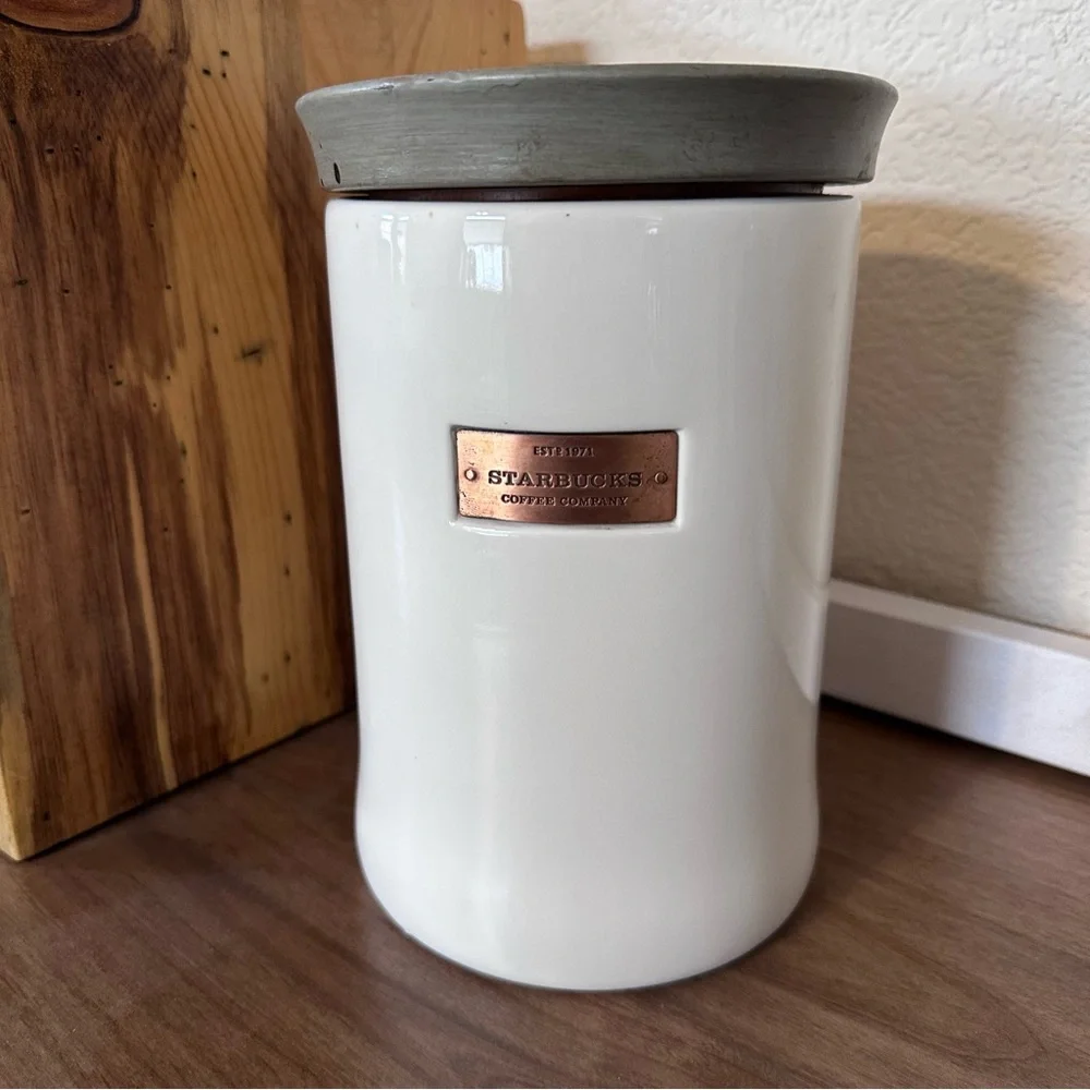 Starbucks White Ceramic Coffee Canister